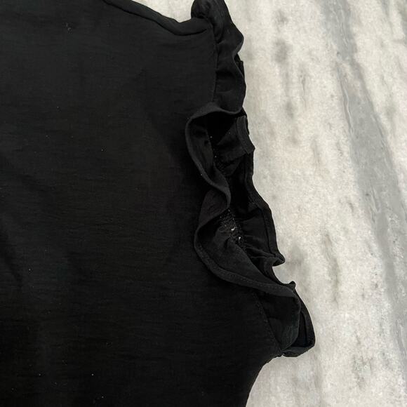 Sam Edelman Black Dress Size Medium Ruffle Tie Belt Boho Flowy - Picture 6 of 11